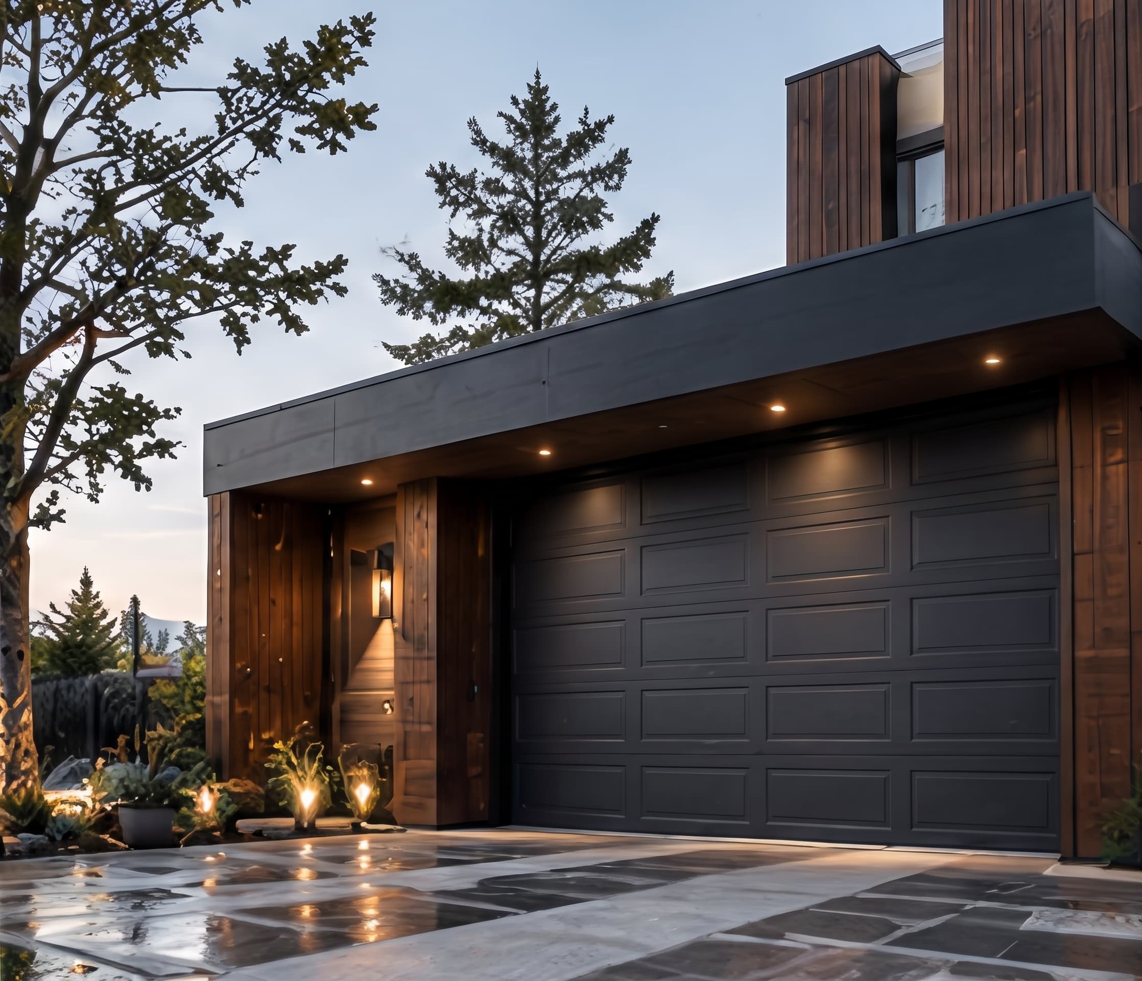 Briar Short Panel garage door in Charcoal